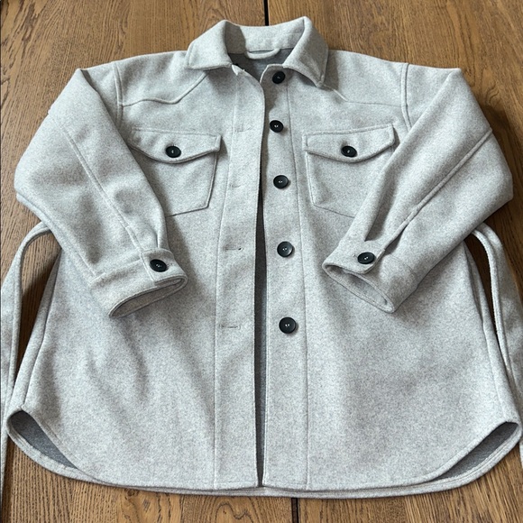 Zara Grey Soft Belted Overshirt Size SMALL - Picture 5 of 12